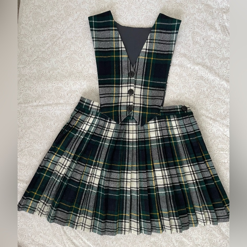 O'Neil Of Dublin Jumper Pinafore Dress Uniform Tartan Plaid Girls Sz 22 Age 4-5